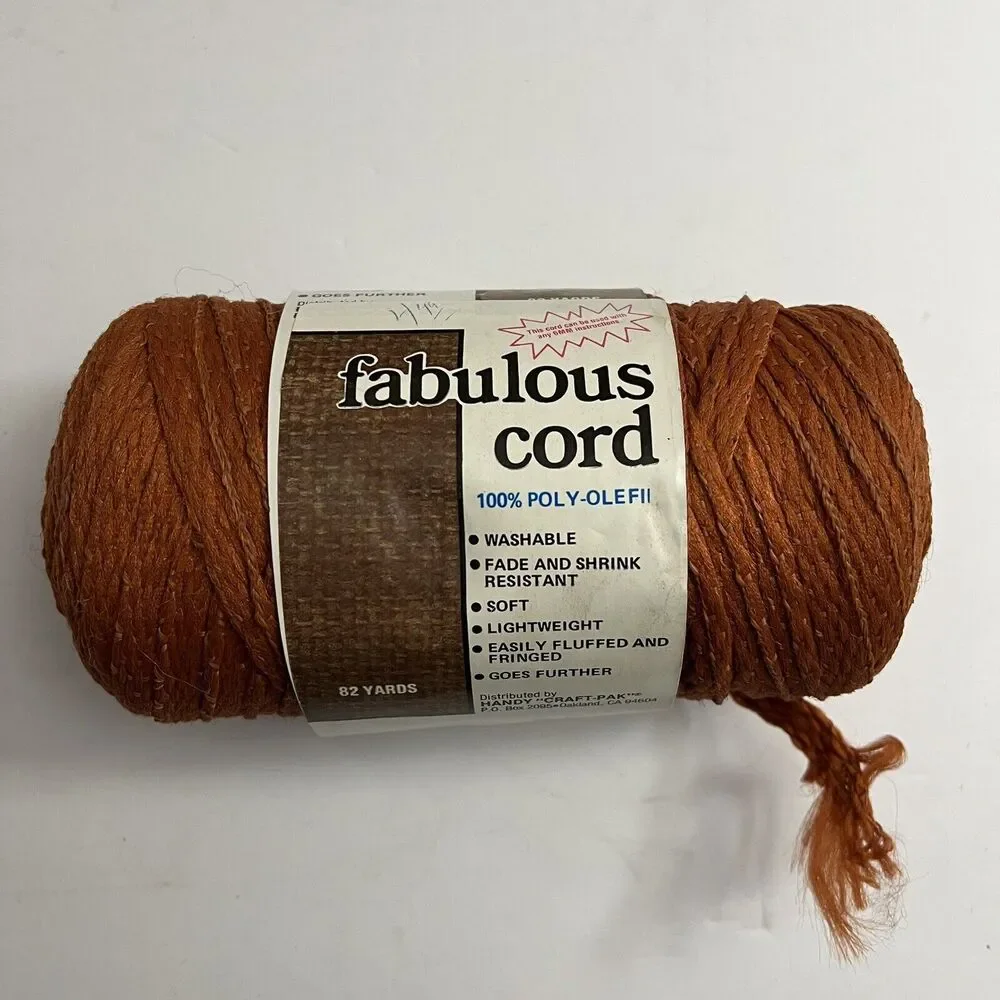 Fabulous Cord 6mm 82 Yards Crochet Knit Knotting Weaving Macrame Rust Orange